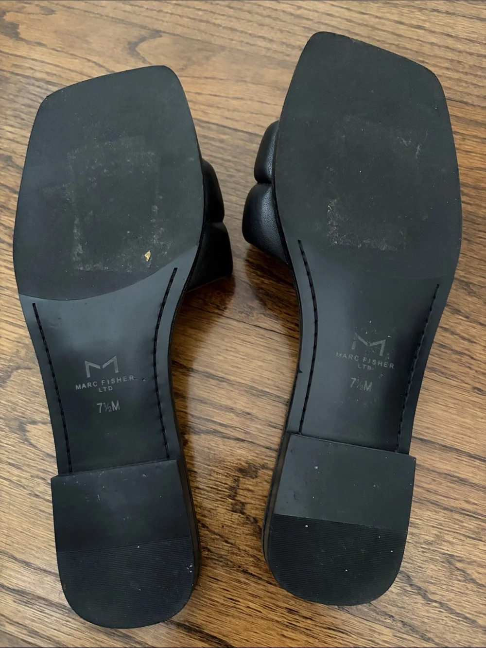 Marc Fisher LTD Ralla Black Leather Slide Sandals